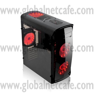 CASE GAMING AGILER 4 VENTILADORES LED ROJO NO FUENTE 100% Nuevo