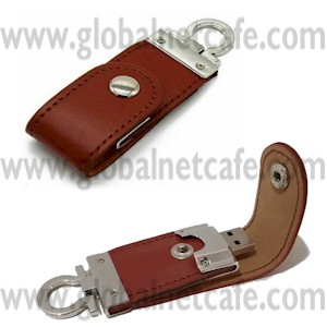 MEMORIA  USB      16GB  LLAVERO DE CUERO CAFE 100% Nuevo